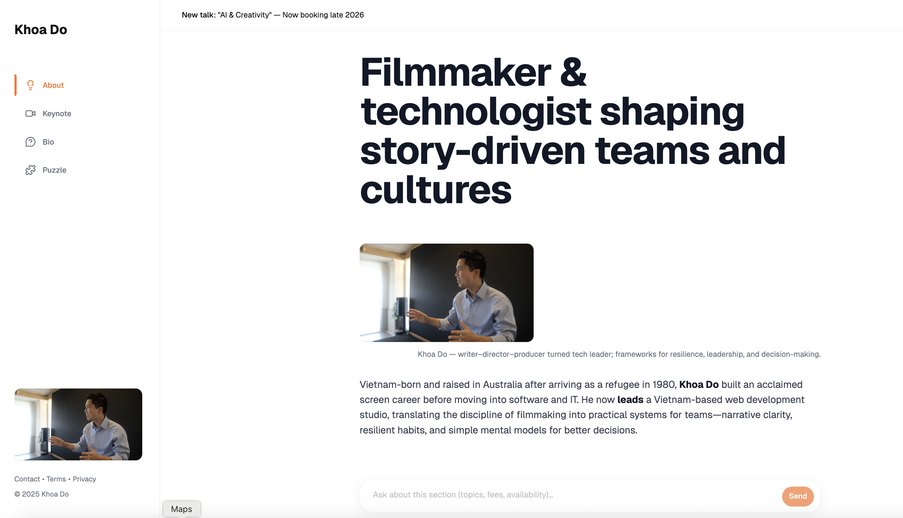 Khoa Do — filmmaker and technologist personal AI website