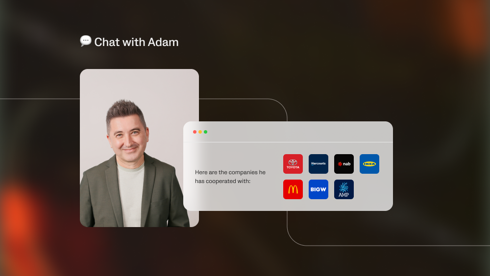 Adam Williams redesigned site featuring AI assistant