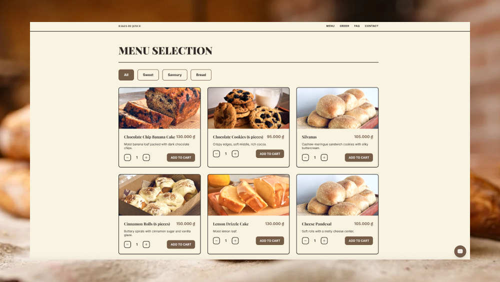 Bakes By Joyce bakery profile before/after showcase.