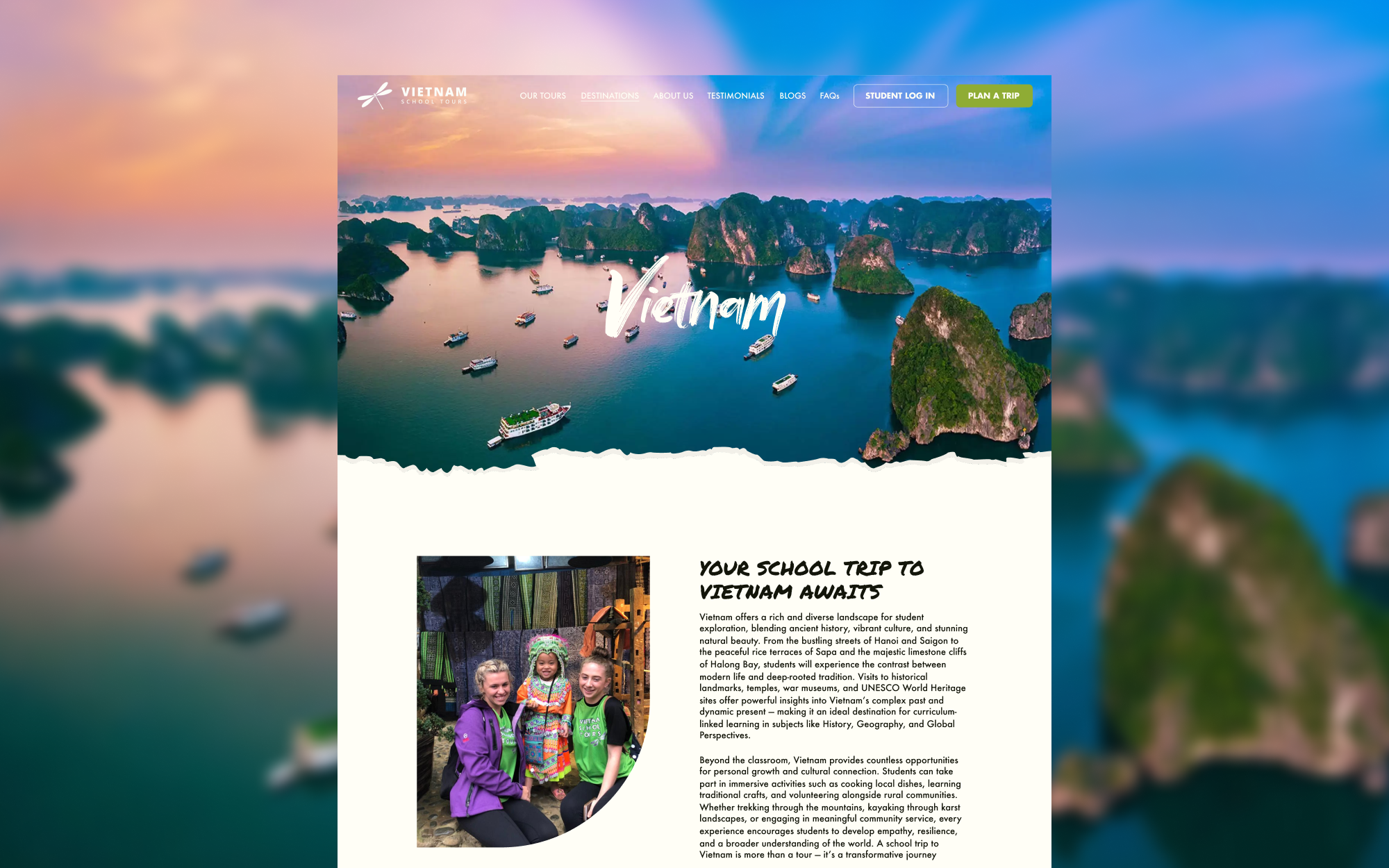 Vietnam School Tours platform interface